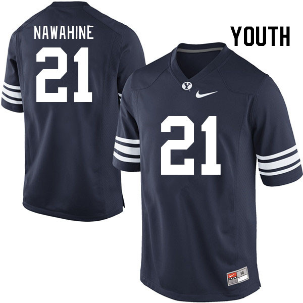 Youth #21 Enoch Nawahine BYU Cougars College Football Jerseys Stitched-Navy